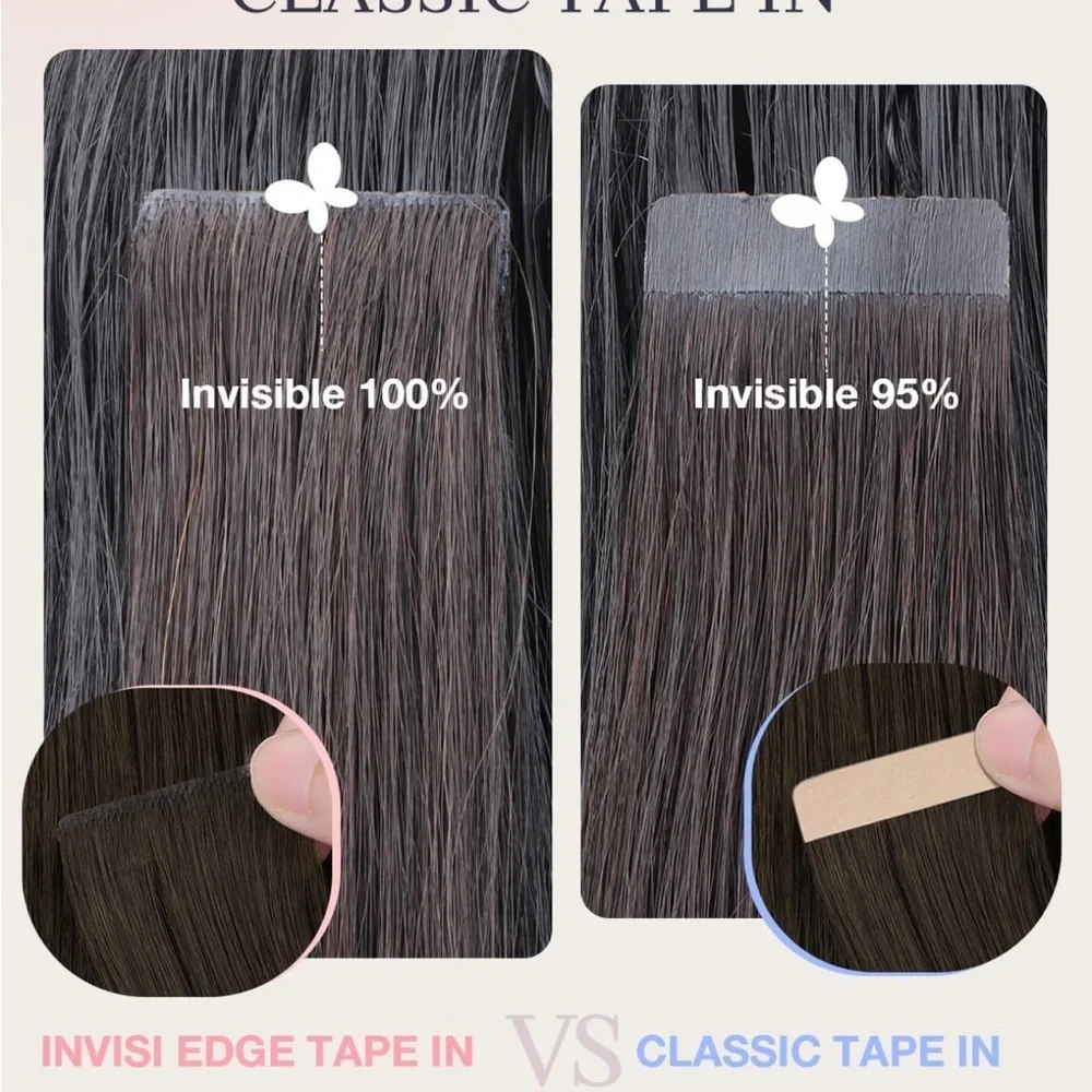 Doores Dark Brown Chocolate Brown Remy Human Hair 20” Tape In Extensions